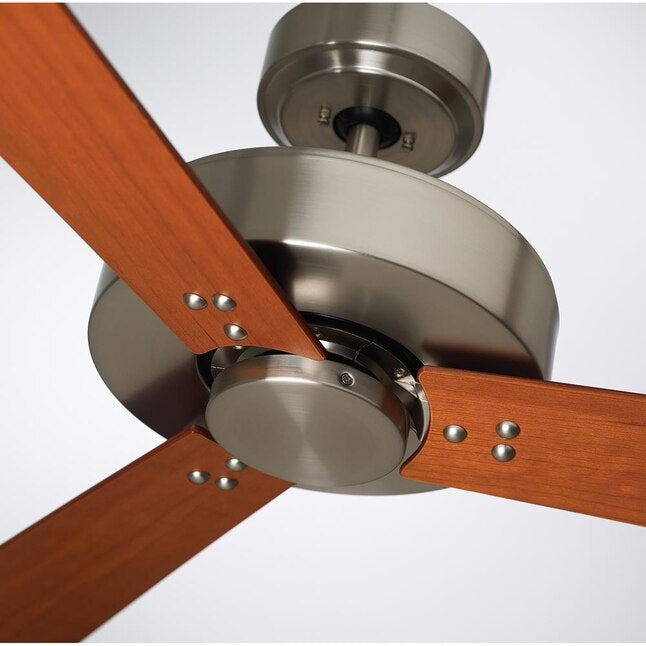 Kathy Ireland Home Keane 52" Brushed Steel Natural Cherry/Walnut Blades Ceiling Fan In Natural Cherry/Walnut Veneer