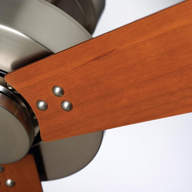 Kathy Ireland Home Keane 52" Brushed Steel Natural Cherry/Walnut Blades Ceiling Fan In Natural Cherry/Walnut Veneer