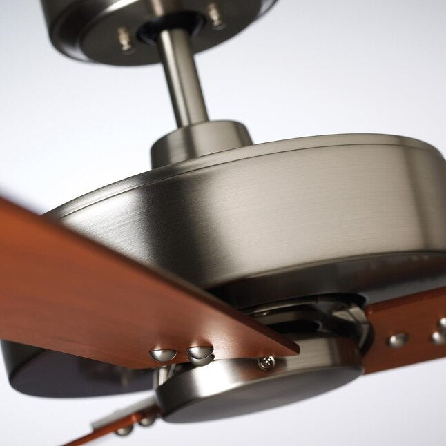 Kathy Ireland Home Keane 52" Brushed Steel Natural Cherry/Walnut Blades Ceiling Fan In Natural Cherry/Walnut Veneer
