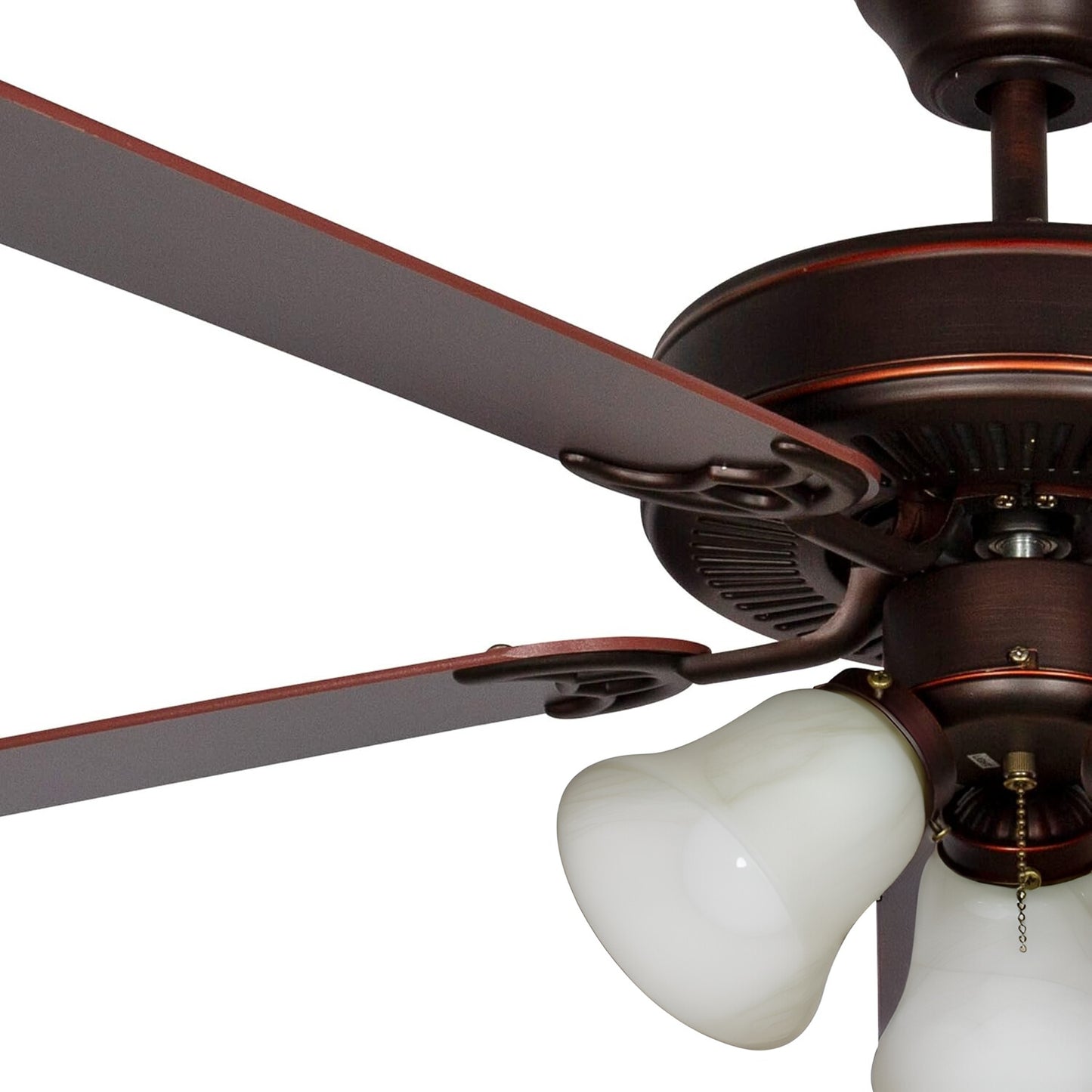 Luminance Heritage Home Oil Rubbed Bronze 52" Ceiling Fan Dual Mount 52HEH5ORB-ALB-MB-LED , 3x Turtle Light Kit (White Alabaster Marble Glass)