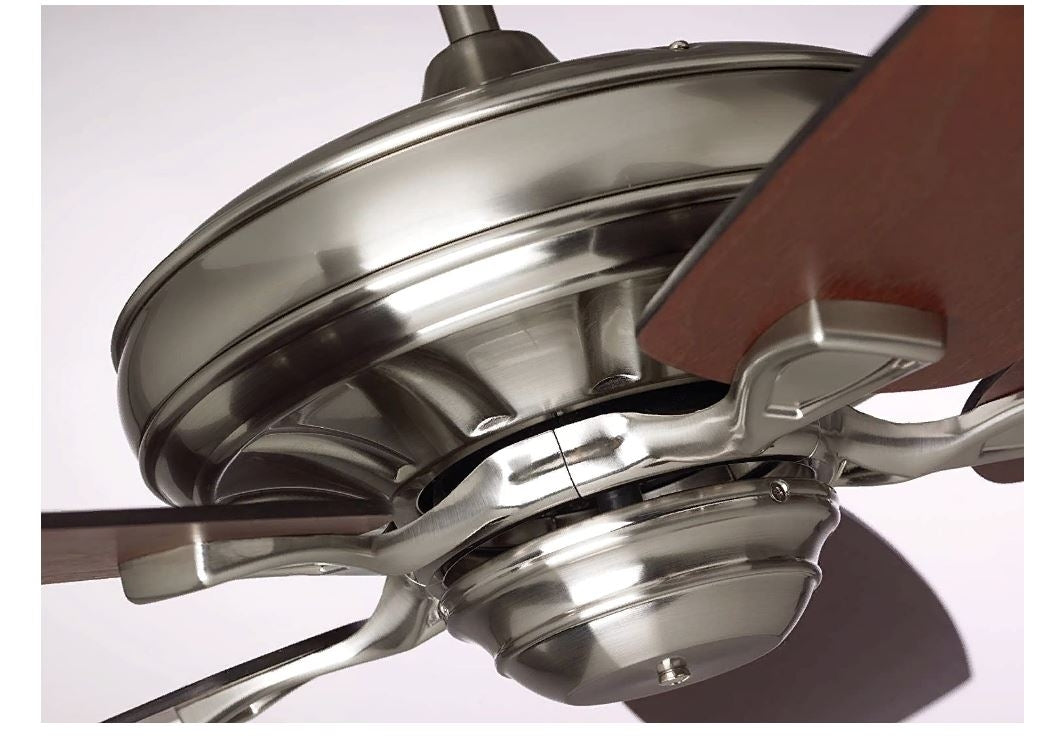 Luminance kathy ireland Carrera Grande Eco 60" Ceiling Fan Brushed Steel with Walnut Blades