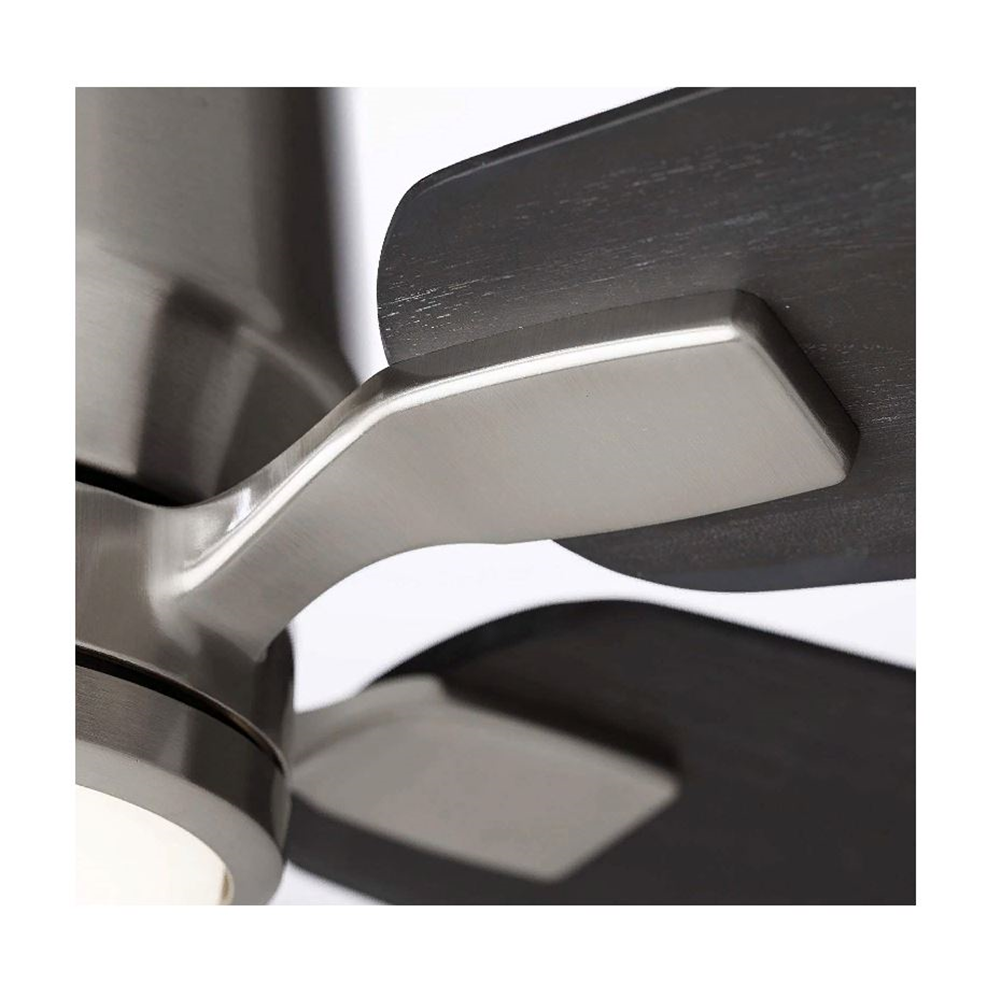 Luminance Kathy Ireland Home Ion Eco Indoor 72in Ceiling Fan with Light Kit 6-Speed Wall Control and Premium DC EcoMotor | Brushed Steel with Walnut Solid Wood Blades