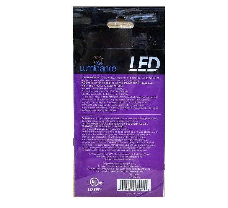 Luminance LED Purple RGB Bulbs A19 1.5W L7579-RP-P
