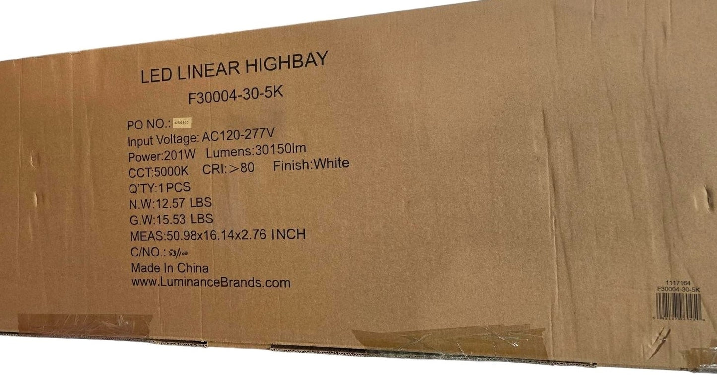 Sunset LED Linear Highbay 4ft. 201W, 5000K, 30150lm 120V F30004-30-5K