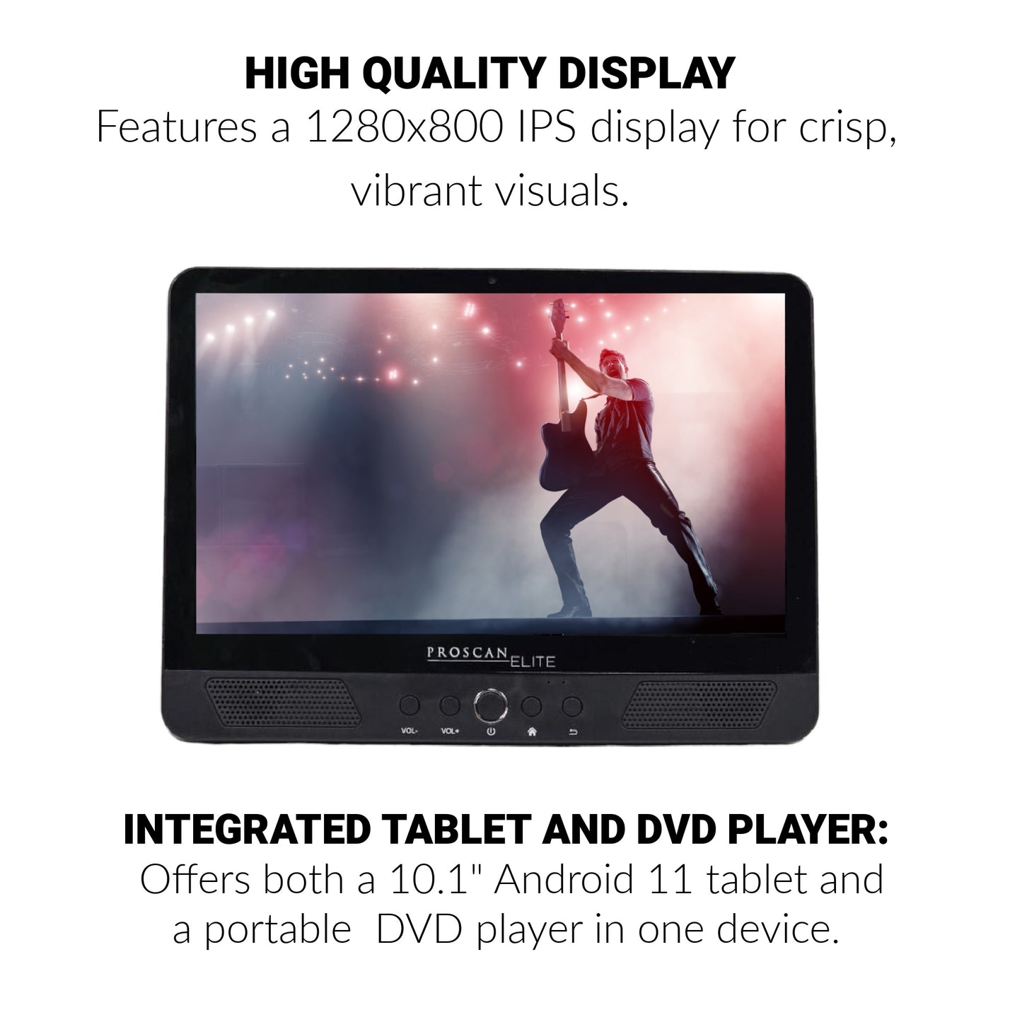Proscan Elite 10.1" Quad Core Tablet/Portable DVD Combo 2GB/32GB with HDMI Port Storage Android 11 PELTDV1029