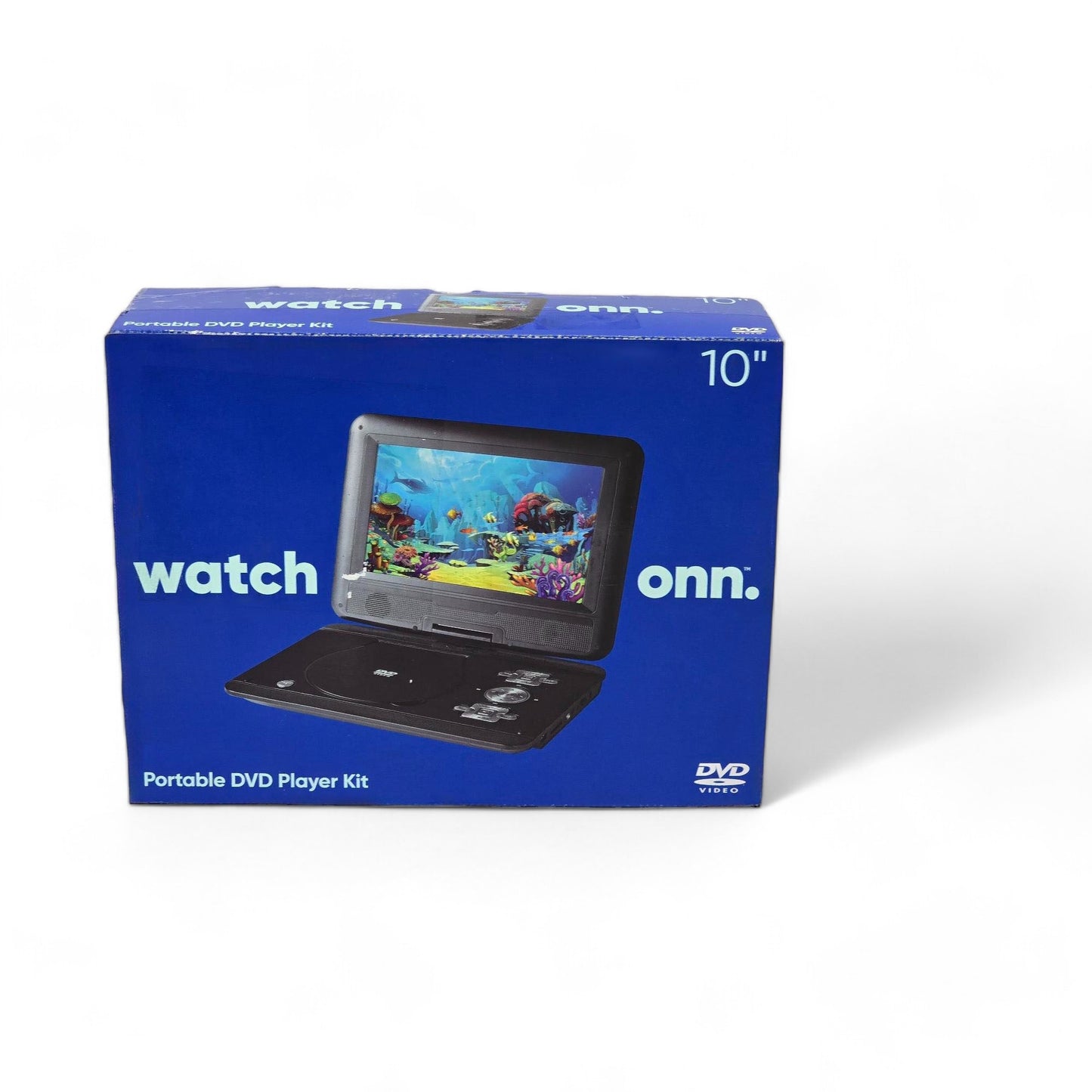 Onn Portable 10" DVD Media Player with 5-hour battery life, compatible with DVD+R/RW, CD- R/R, ideal for car traveling or long journeys - 100093889