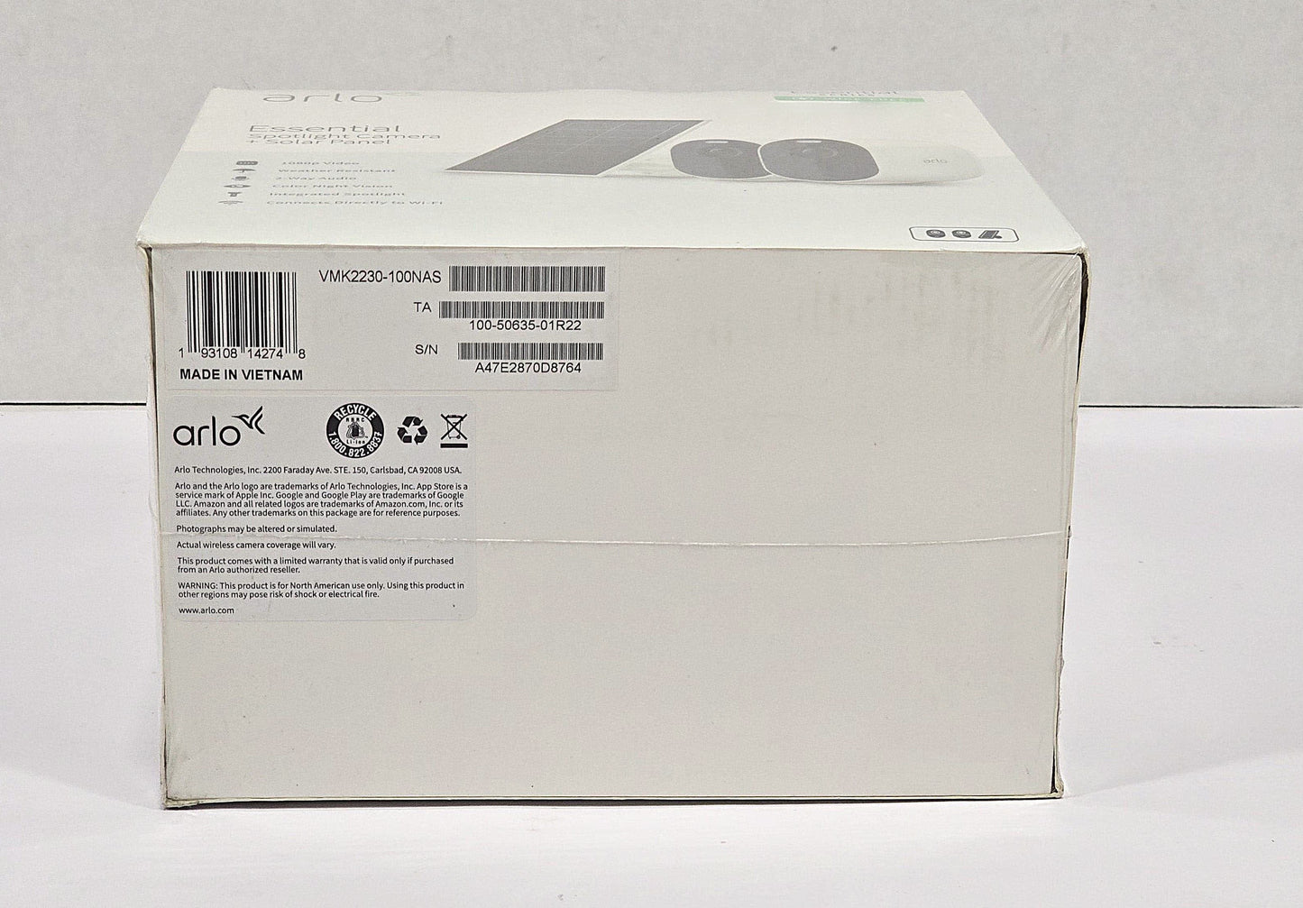 Arlo Essential 1080p Wireless Security Cameras with Solar Panel, 2-pack VMK2230-100NAS