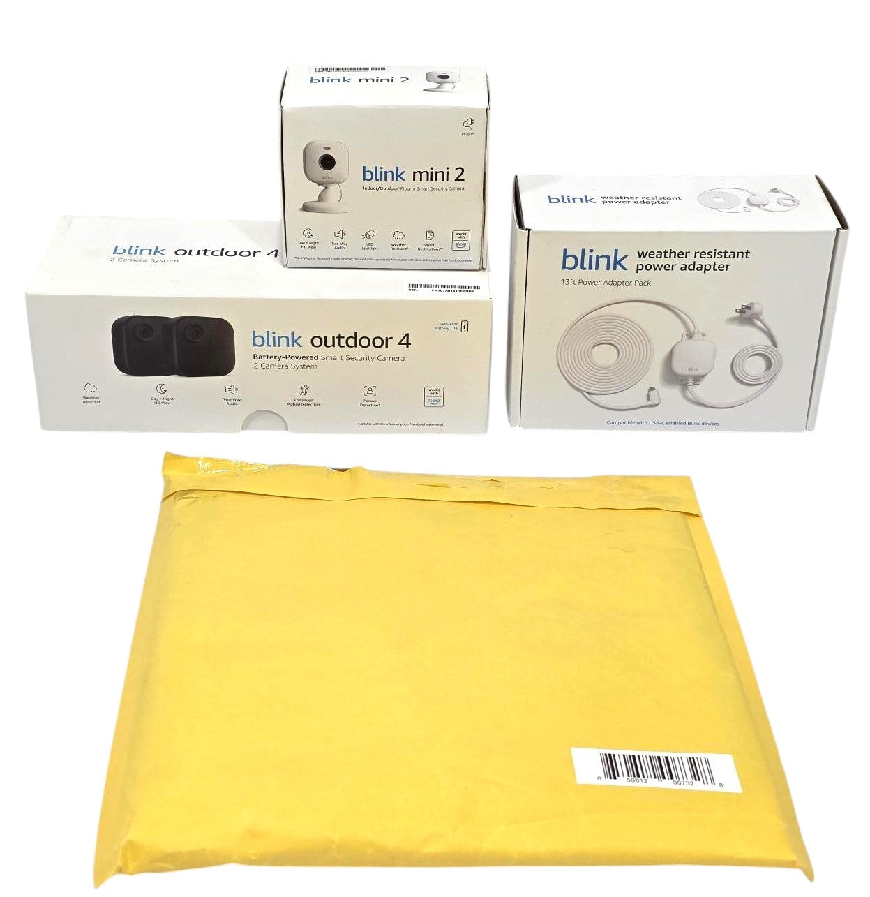 Blink 2pk Outdoor Camera with Mini 2 Camera, Weather Resistant 13' Power Adapter