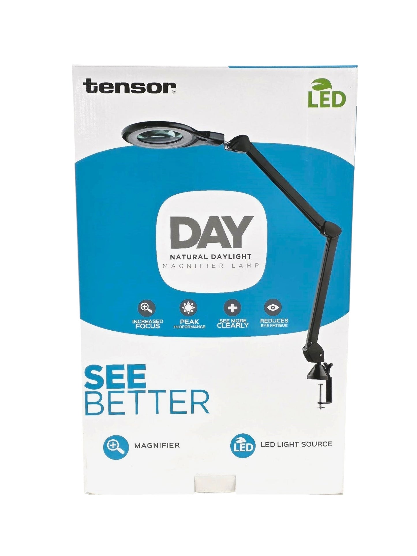 Tensor Magnifying LED Desk Lamp with Natural Daylight, 418 Lumens, 6.26 watts, Flexible Arm, Rocker Switch – Matte Black – Ideal for Jewelry, Watch, Electronics & PC Repair (Model 20189003)