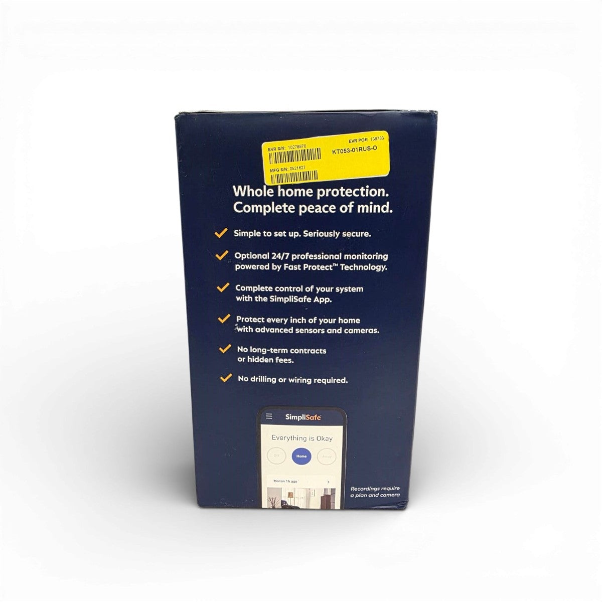 SimpliSafe 11 Pc. Security Kit w/ Indoor Camera, Motion Sensors & Entry Sensors KT053-01RUS