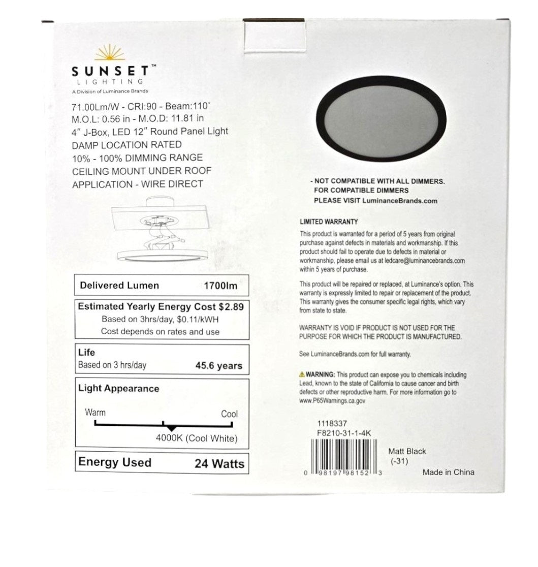 Sunset Lighting 1-ft x 1-ft Neutral White LED Panel Light F8210-31-1-4K