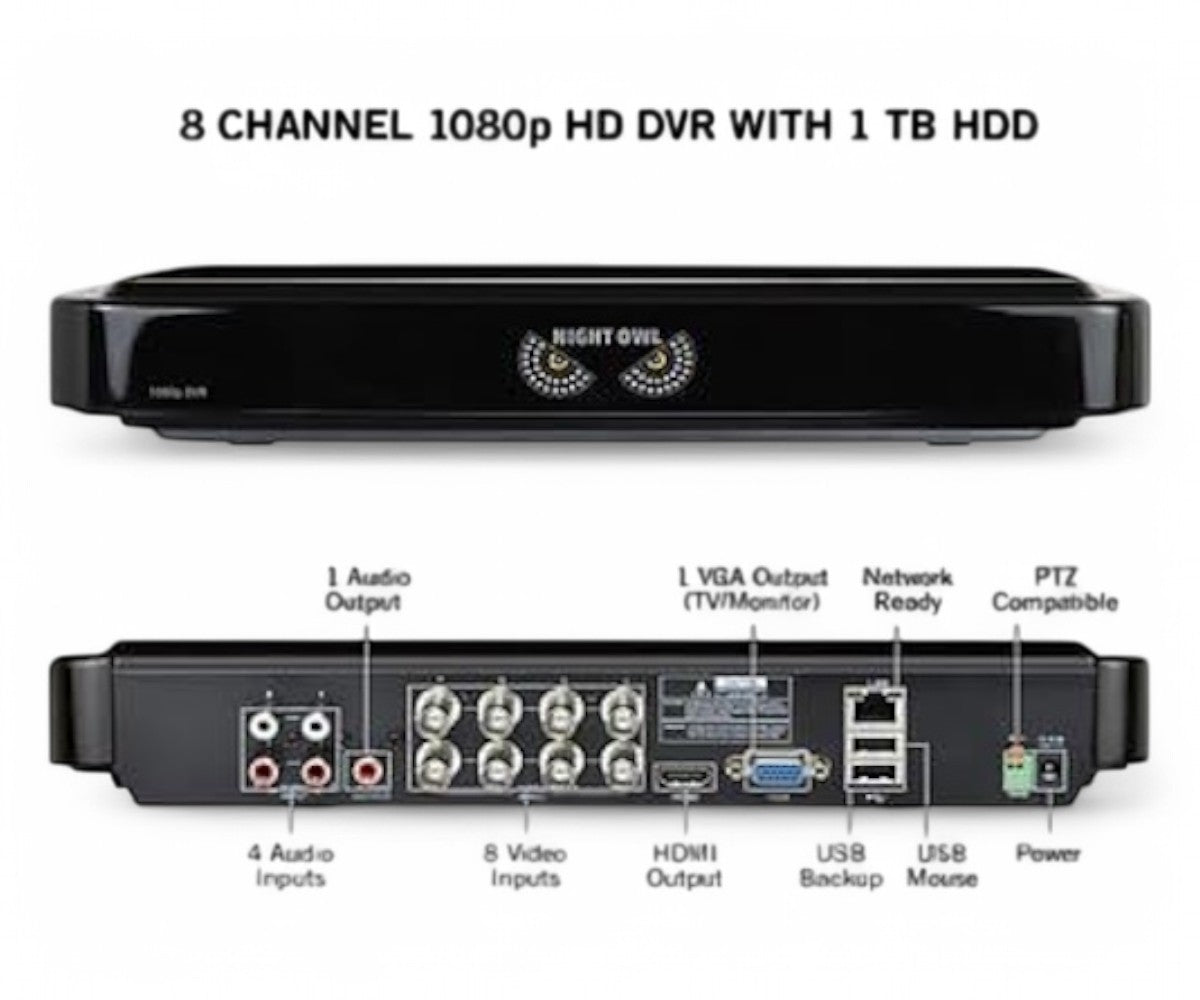 Night Owl 8-Channel 4-Camera 1080p Smart Security System with 1TB HDD DVR