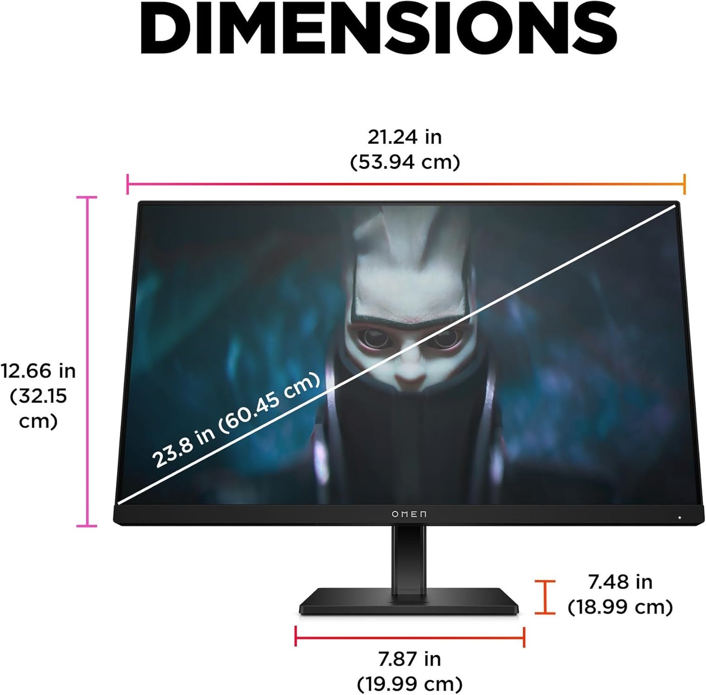 HP OMEN 23.8" FHD 165Hz Gaming Monitor, FHD Display (1920 x 1080), IPS panel,99% sRGB, 90% DCI-P3, 16:9, AMD FreeSync Premium Technology, 24 (2023)