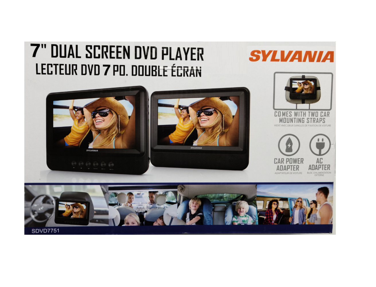 Sylvania SDVD7751 7" Dual Screen LCD Portable DVD Player Certified Refurbished