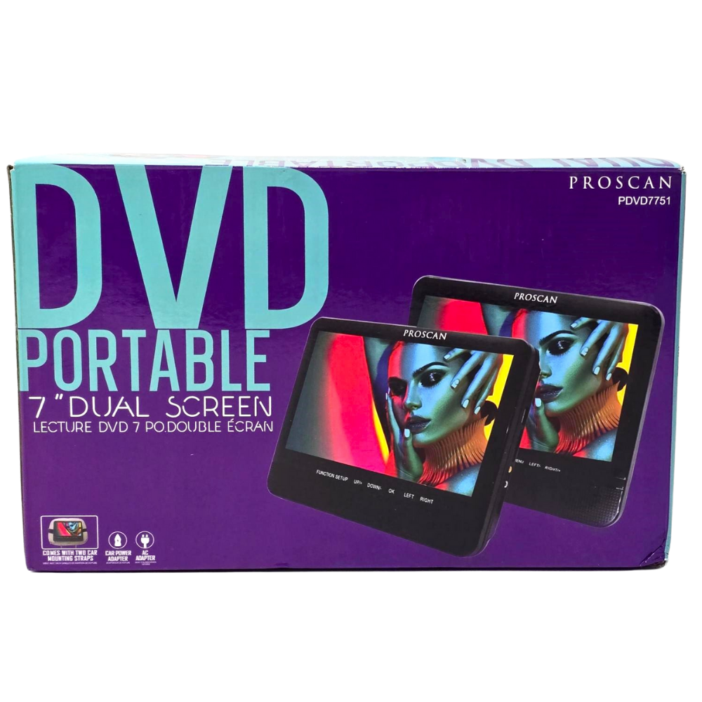 Proscan 7" Dual Screen Portable CD DVD Player w/ SD Card slot, USB port PDVD7751