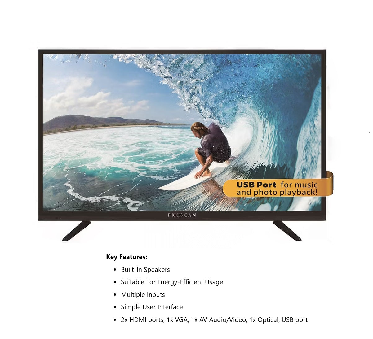 Proscan 32" Class 720p HD 60 Hz LED TV with 2x HDMI & NTSC/ATSC - PLED3274