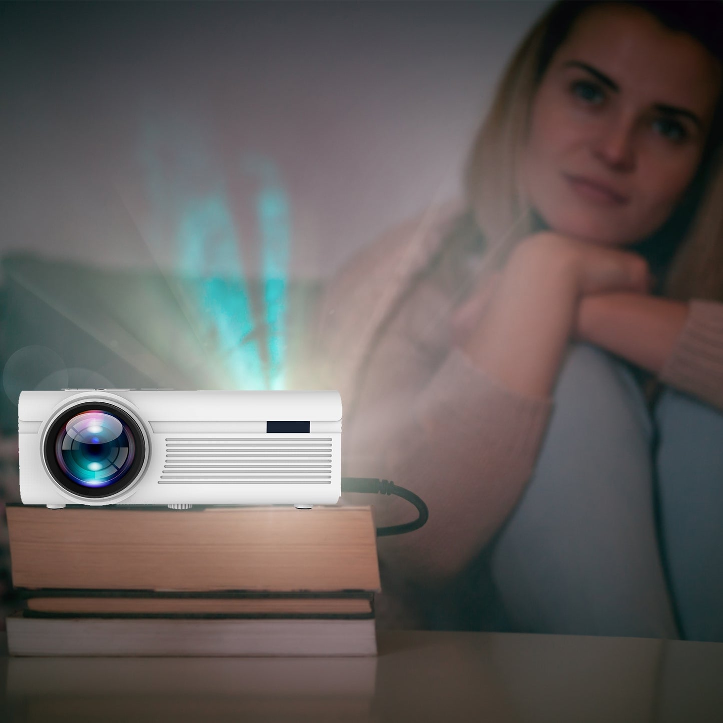 RCA RPJ136 1080P, 30"-130" Picture Size, HDMI,USB,Memory Card,Remote, Quiet Fan Design, Enjoy Your Favorite Flicks, Sporting Events, and More, Outdoor, Indoor Home Theater Projector