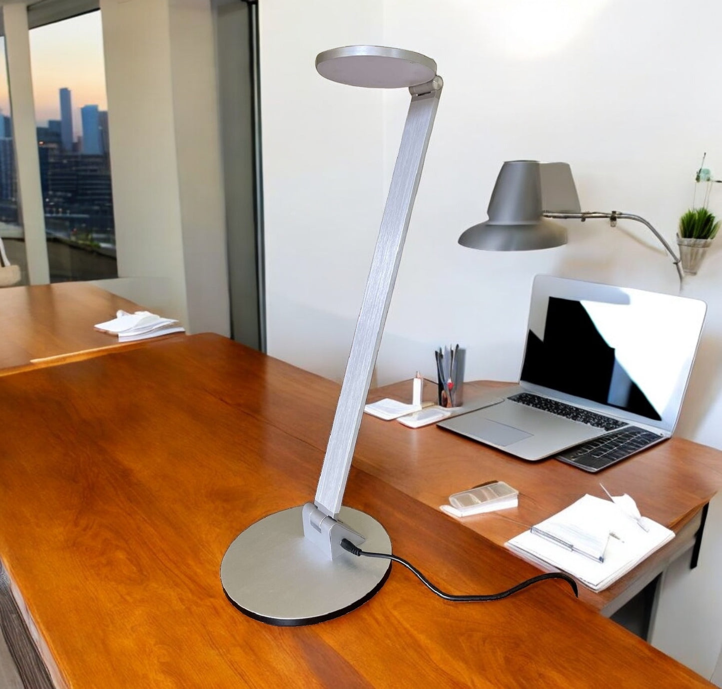 Tensor Slim Line O LED Foldable Desk Lamp, 900 Lm Silver Aluminum Finish 10C-012