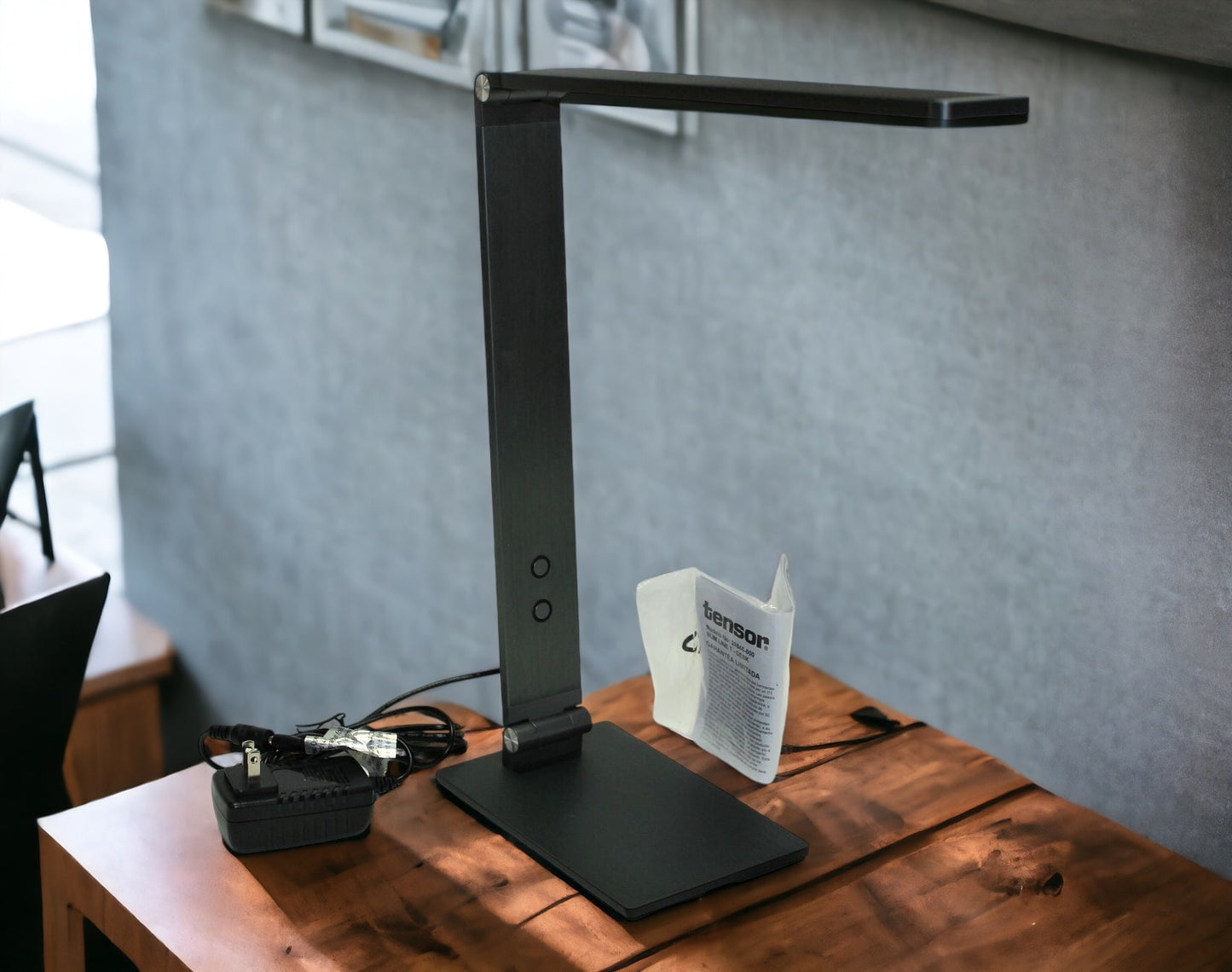Electrix LED Slim Foldable T Desk Lamp 10W Black Brushed Aluminum 20846-000