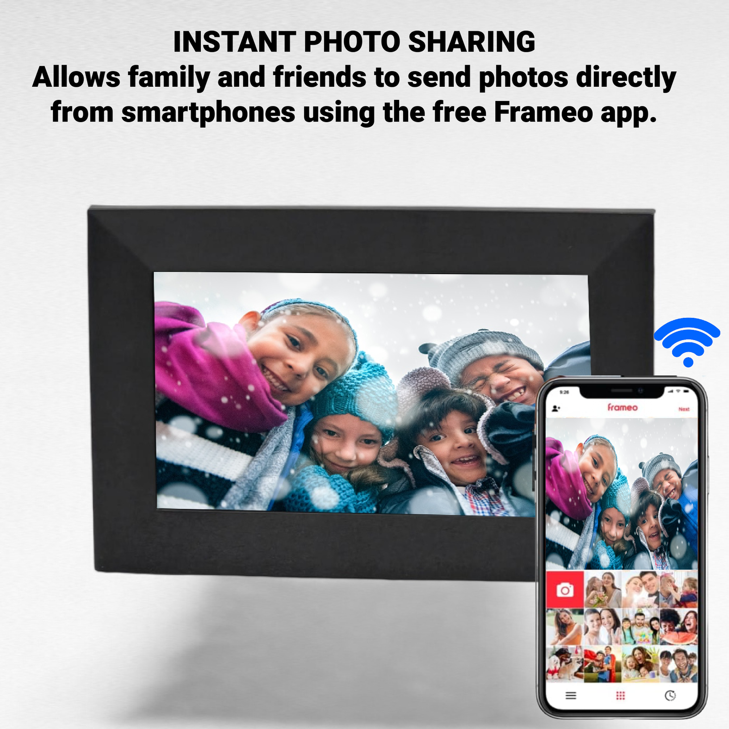 ONN 7” Wi-Fi Digital Picture Frame, Send Photos & Videos Instantly via the Free Frameo App