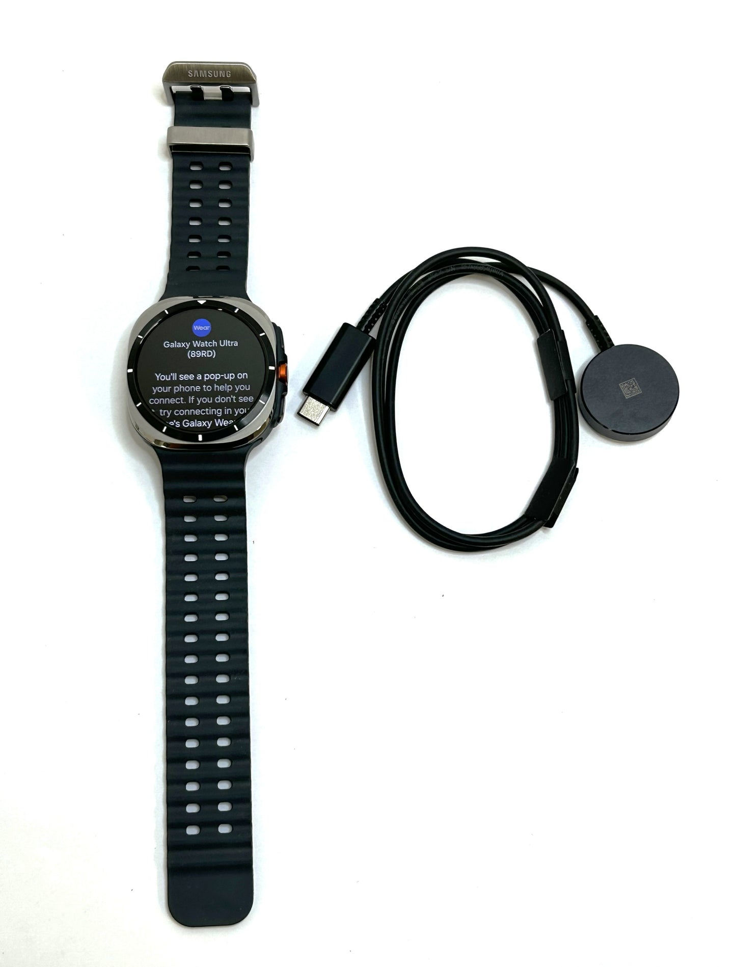 Samsung Galaxy Watch Ultra Smartwatch 47mm LTE Titanium Silver Case with M/L Dark Gray Marine Band - SM-L705UZTAXAA