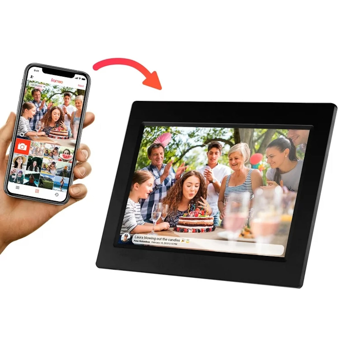 Sylvania SDPF1095 10-Inch Wi-Fi Cloud Digital Picture Frame, free app (Android & iOS), 8GB capacity, MicroSd card slot, Supports MP3, WMA, MPEG1, MPEG2 (Renewed)