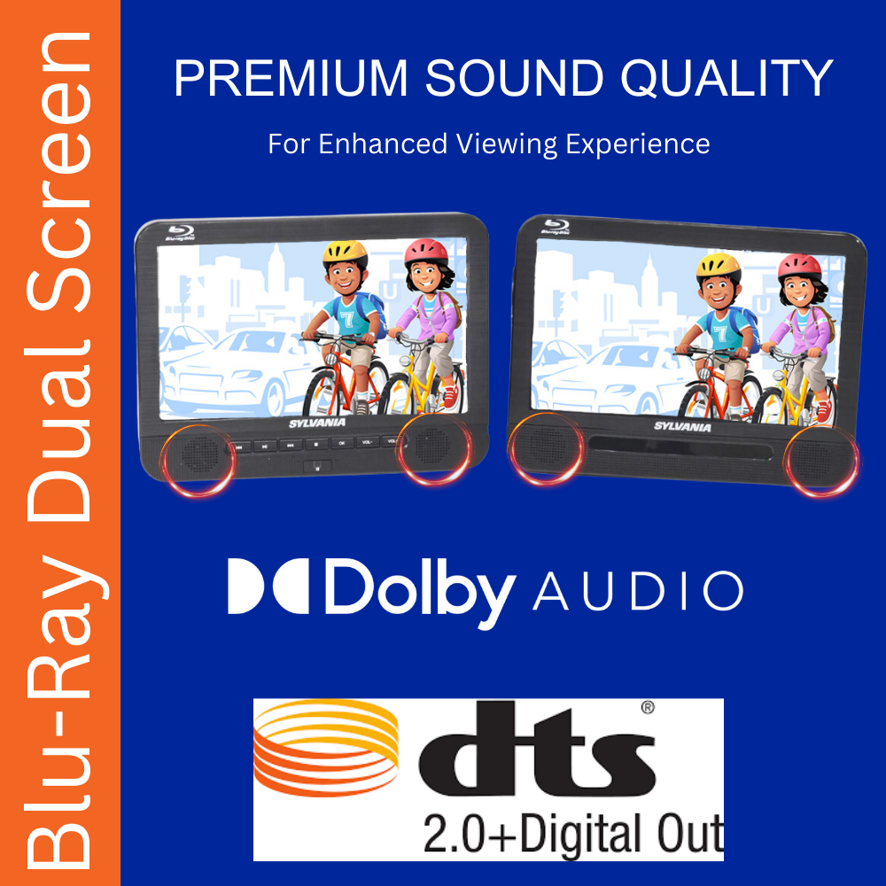 Sylvania 10.1" Dual Screen Portable Blu-ray DVD CD player SDVD1087 Certified Refurb