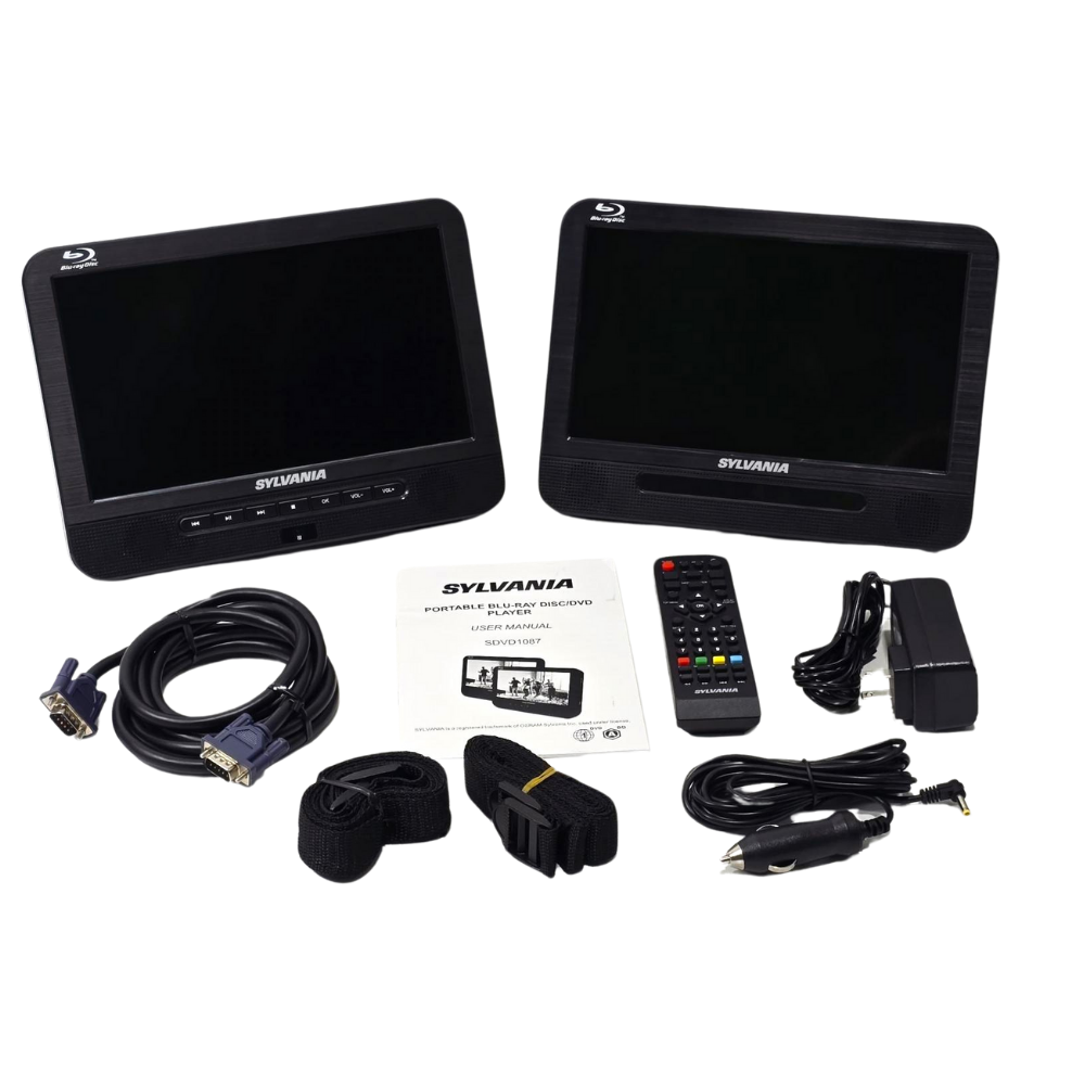 Sylvania 10.1" Dual Screen Portable Blu-ray DVD CD player SDVD1087 Certified Refurb