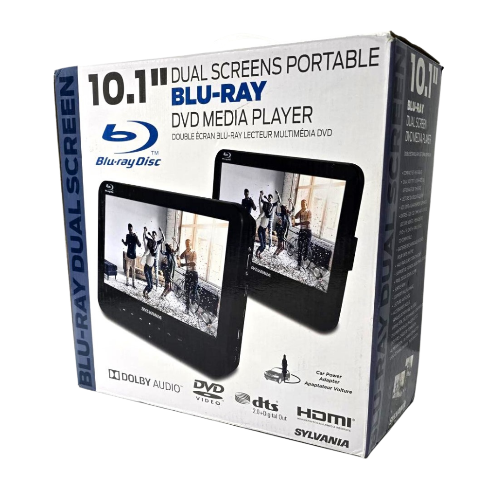 Sylvania 10.1" Dual Screen Portable Blu-ray DVD CD player SDVD1087 Certified Refurb