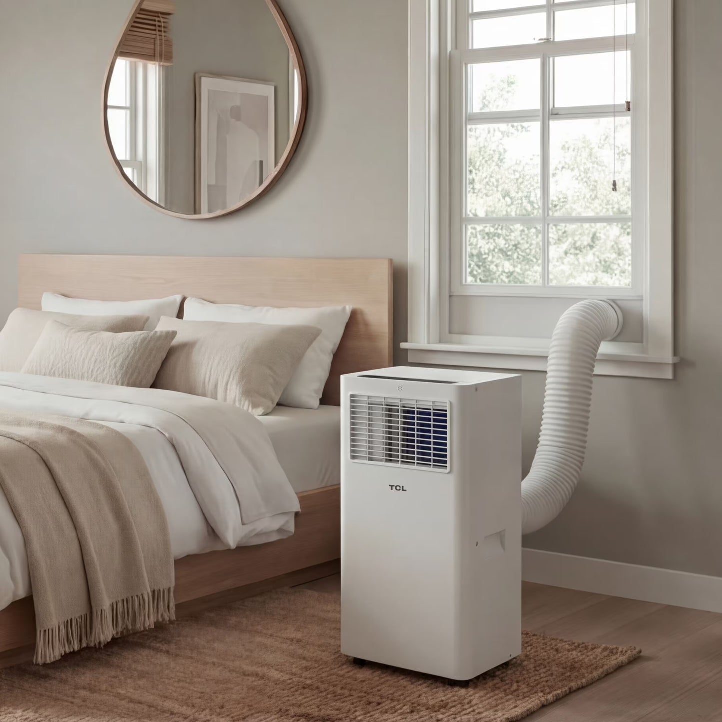 TCL - 250 Sq. Ft. 6,000 BTU Smart Portable Air Conditioner 3-in-1 with AC, Fan & Dehumidifier - White T06PC5S