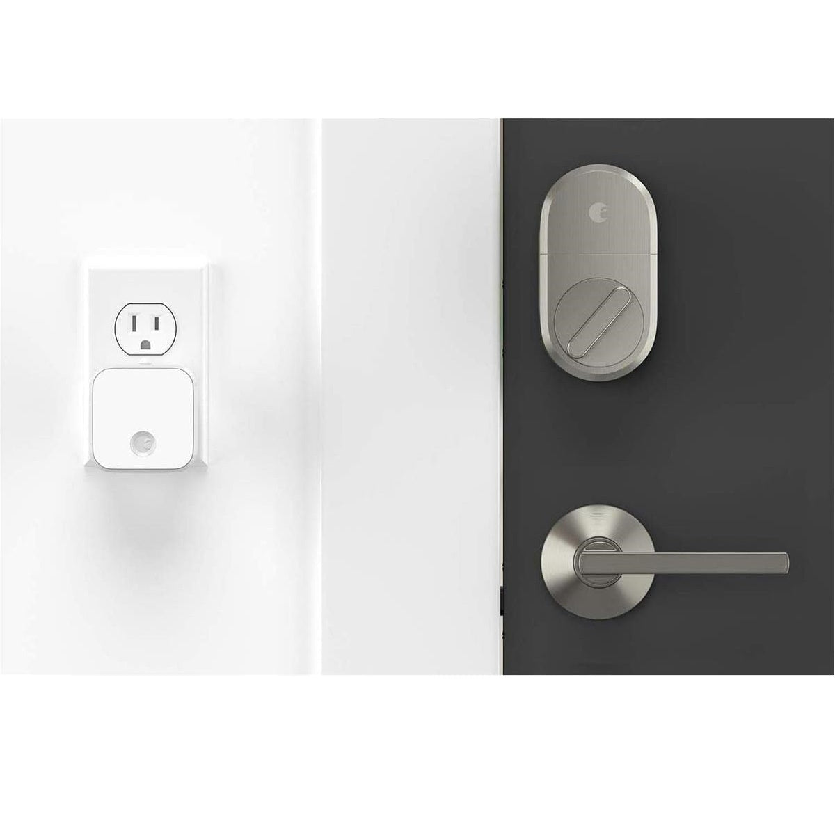 August Smart Lock Silver Single Cylinder Deadbolt with Connect Wi-Fi Bridge AUG-SL04-C03-N04