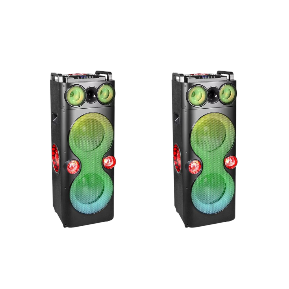 QFX PBX-1260 Dual 12" Party Speaker w/ Rechargeable Battery & LED Lights
