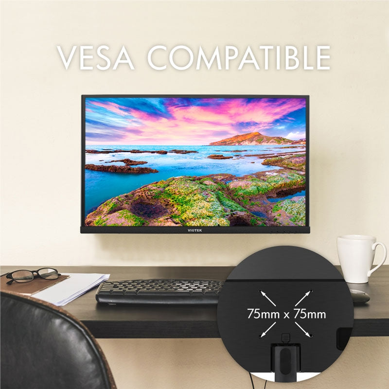 Viotek H270 27” Ultra Thin Monitor Frameless LED Display 1920 x 1080p 60Hz & 5ms with HDMI and VGA, VESA