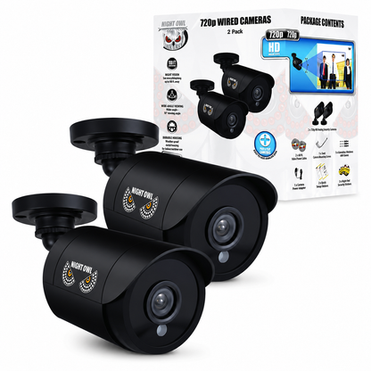 Night Owl Security, 2 Pk-720p HD Wired Add-on Bullet Cameras Black CM-HDA7B-BU