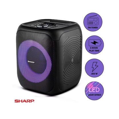 Sharp 8" Bluetooth Party Speaker 2- pack, 400W peak power, 8" Woofer, 1" Tweeter 12-Hour Battery - PS-916