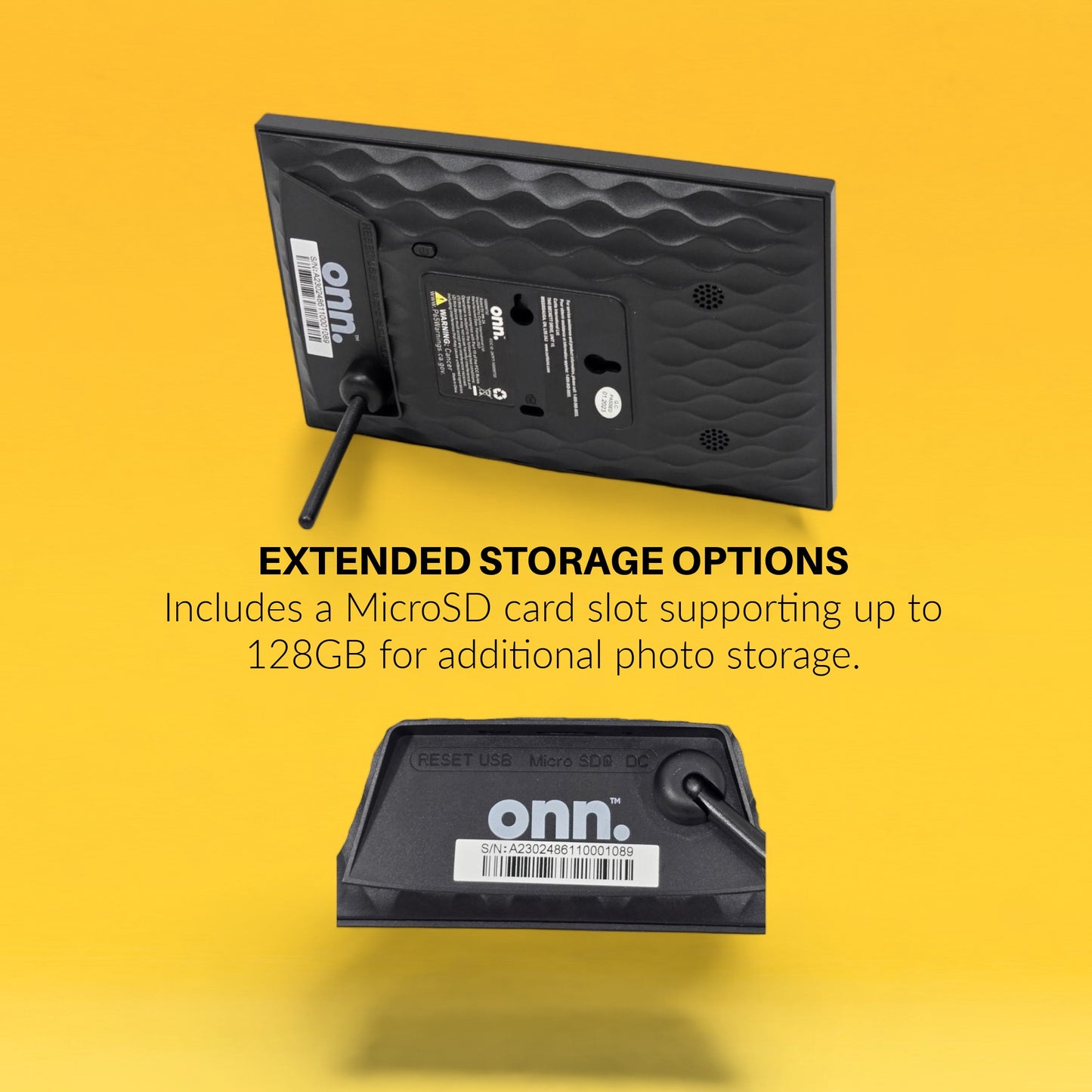 ONN 7” Wi-Fi Digital Picture Frame, Send Photos & Videos Instantly via the Free Frameo App