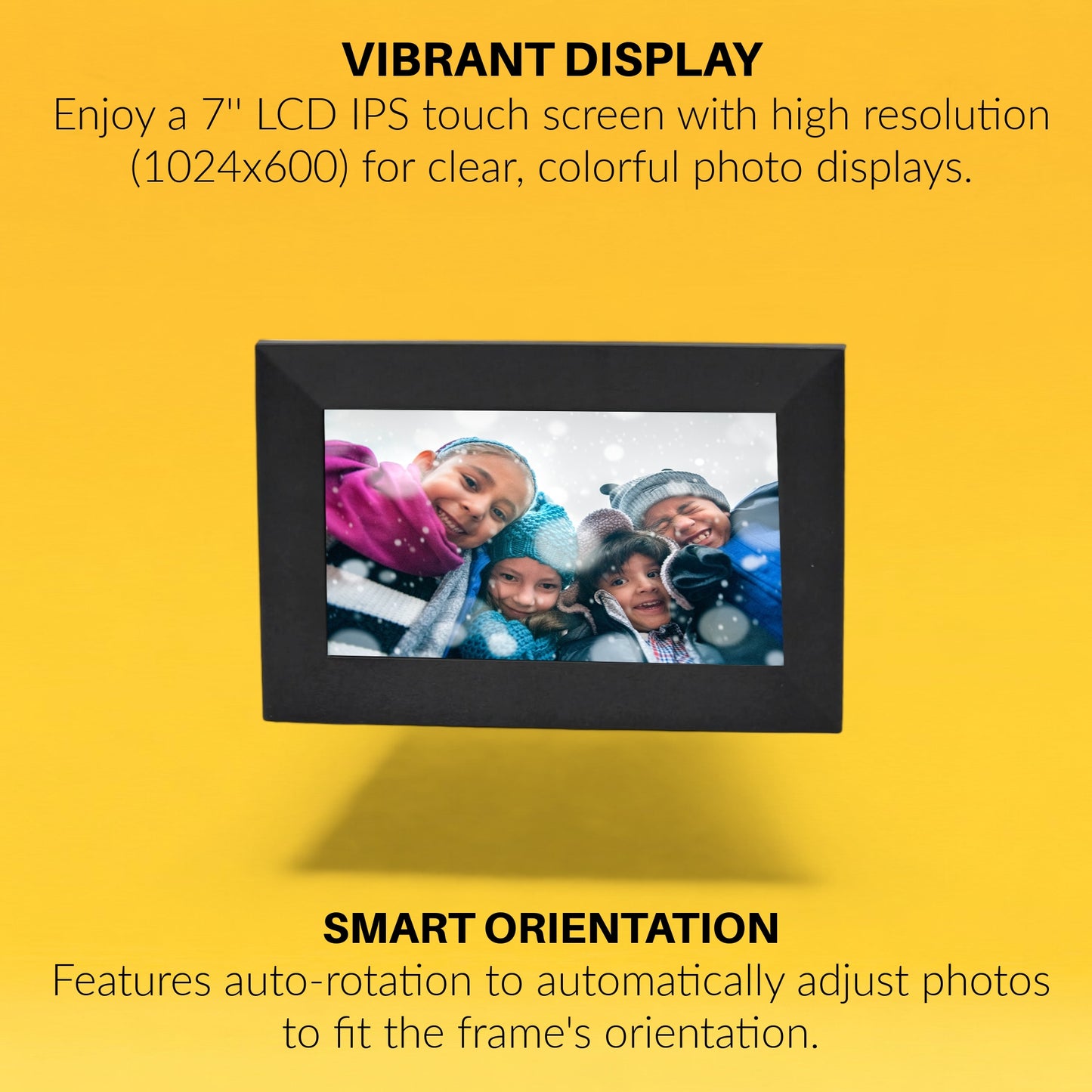 ONN 7” Wi-Fi Digital Picture Frame, Send Photos & Videos Instantly via the Free Frameo App