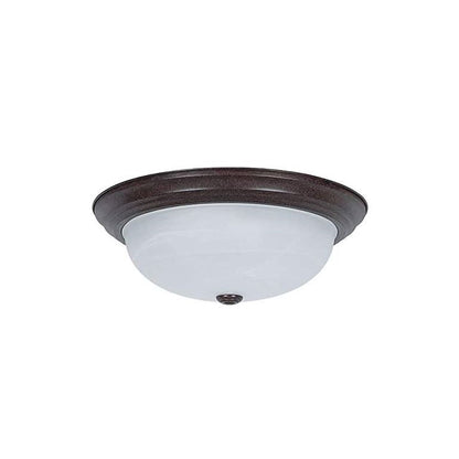 Sunset Lighting 15" 3-Light Flush Mount Faux Alabaster Glass, Dimmable w/ Rubbed Bronze Finish F7634-62