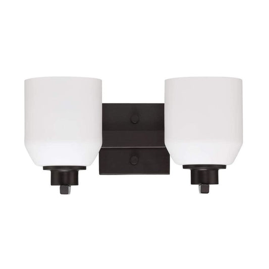 Sunset Lighting Quartz 2-Light Bathroom Bronze Vanity Light 13-3/4"W F19032-64