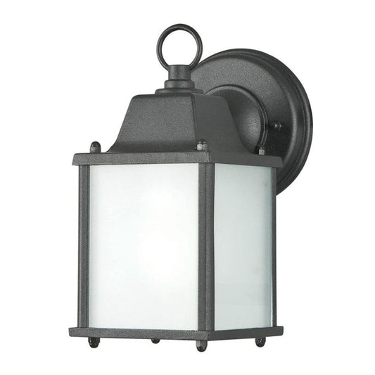 Sunset Lighting 1-Light 13W Outdoor Wall Lantern w/ Frosted Glass, Black Finish - F7906-31