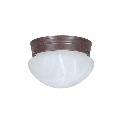 Sunset Lighting 6" Flush Mount w/ Faux Alabaster Glass, Rubbed Bronze - F3283-62
