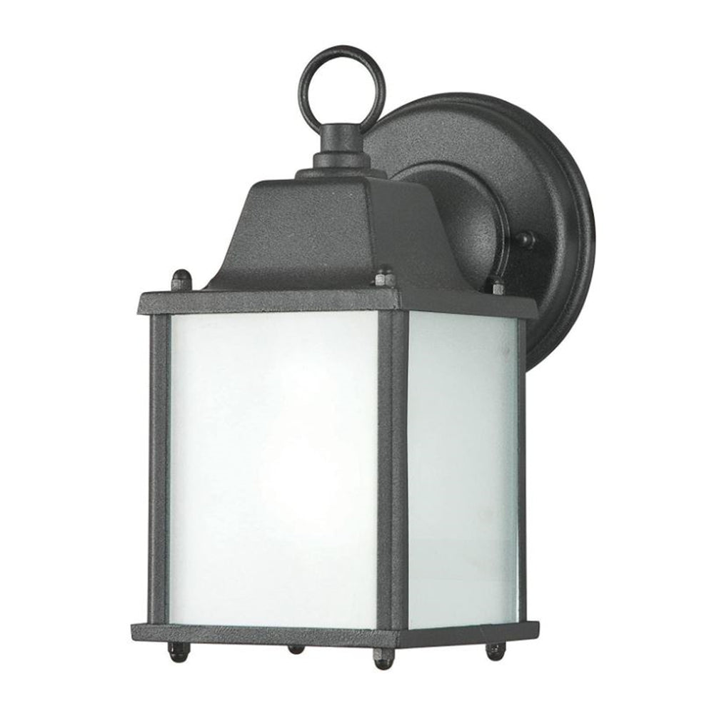 Sunset Lighting 1-Light 13W Outdoor Wall Lantern w/ Frosted Glass, Black Finish - F7906-31
