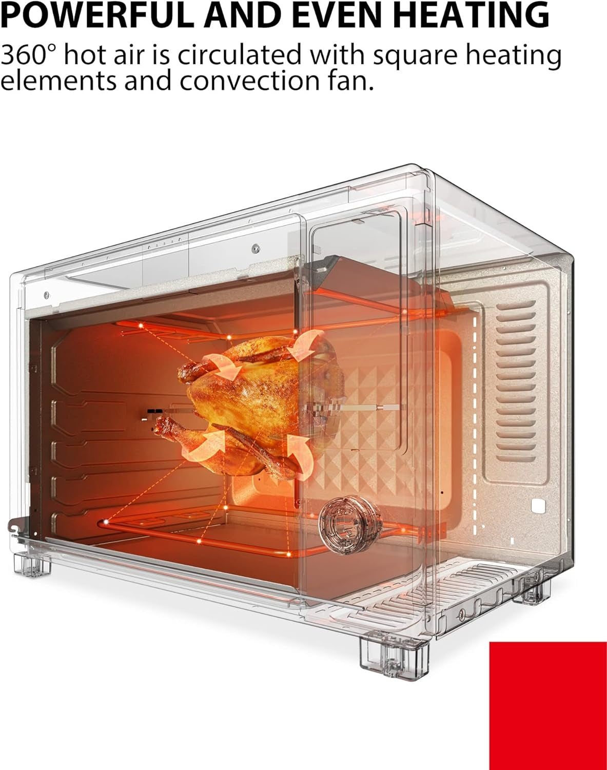 TOSHIBA Hot Convection Toaster Oven, Extra Large 34QT/32L, 9-in-1 Cooking Functions, Crispy Roast, Dehydrate, Rotisserie, 1650W, Black Stainless Steel