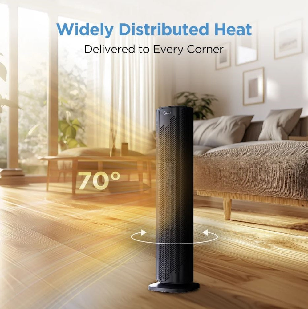 Midea 1500W 30" Smart Tower Heater with Wi-Fi App and Voice Remote Control MSHC30TW6BB