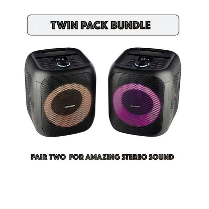 Sharp 8" Bluetooth Party Speakers (2- pack) 400W 8" Woofer, 1" Tweeter - PS-916