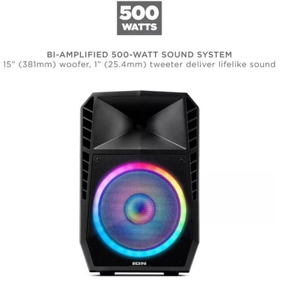 ION Audio Total PA Spartan High-Power Speaker System with Bluetooth, Lights, Stand, and Microphone