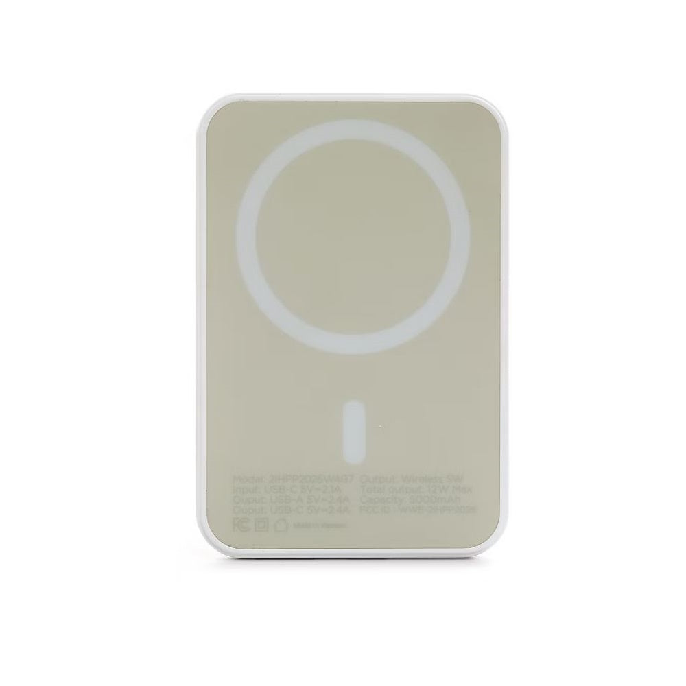 iHome 5000mAh Magnetic Portable Power with USB-A, 2IHPP1008WHTCB White