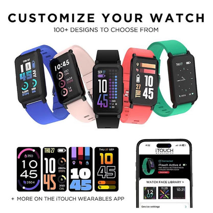 iTouch Active 4 Unisex Blue Smartwatch Fitness Tracker TC4S01-G06