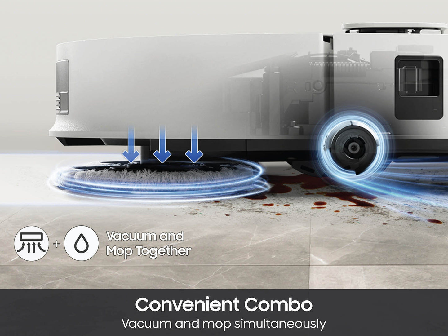 Samsung - Bespoke Jet Bot Combo Robot Vacuum & Mop with All-in-One Clean Station with Auto Steam - Satin Greige