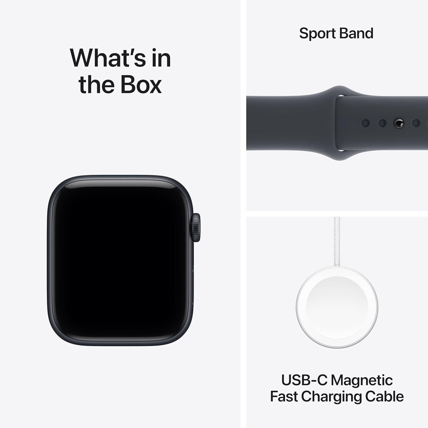 Apple Watch SE 3 44mm (GPS) Midnight Aluminum Case Sport Band M/L 2025 MEHQ4LWA